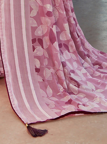 Saree Mall Floral Printed Pure Chiffon Block Print Saree