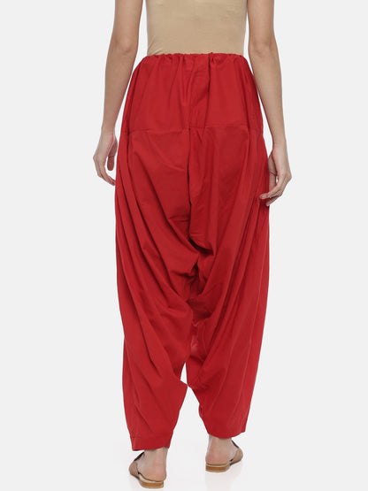 Souchii Red Solid Regular-Fit High-Rise Patiala