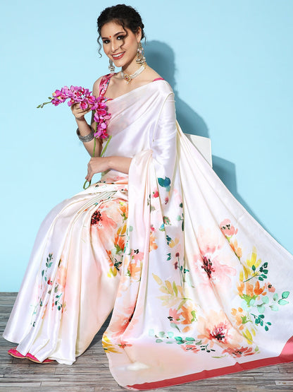 Saree Mall Floral Saree with Printed Border