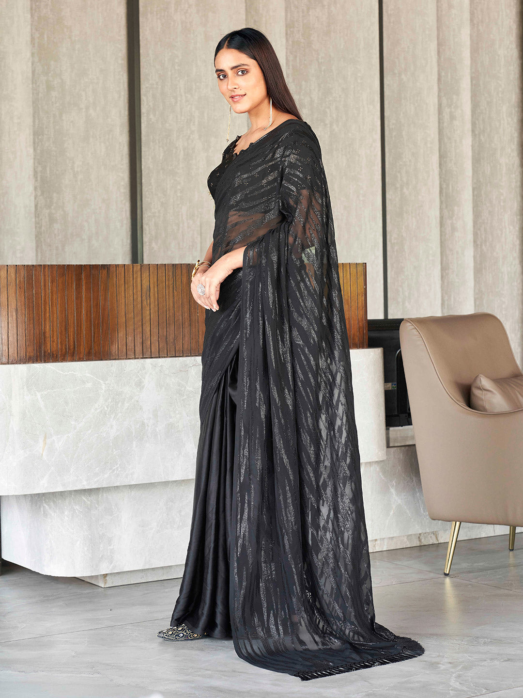 Tikhi Imli Woven Design Satin Ready to Wear Saree