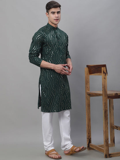 Sojanya Geometric Embroidered Pure Cotton Kurta With Churidar