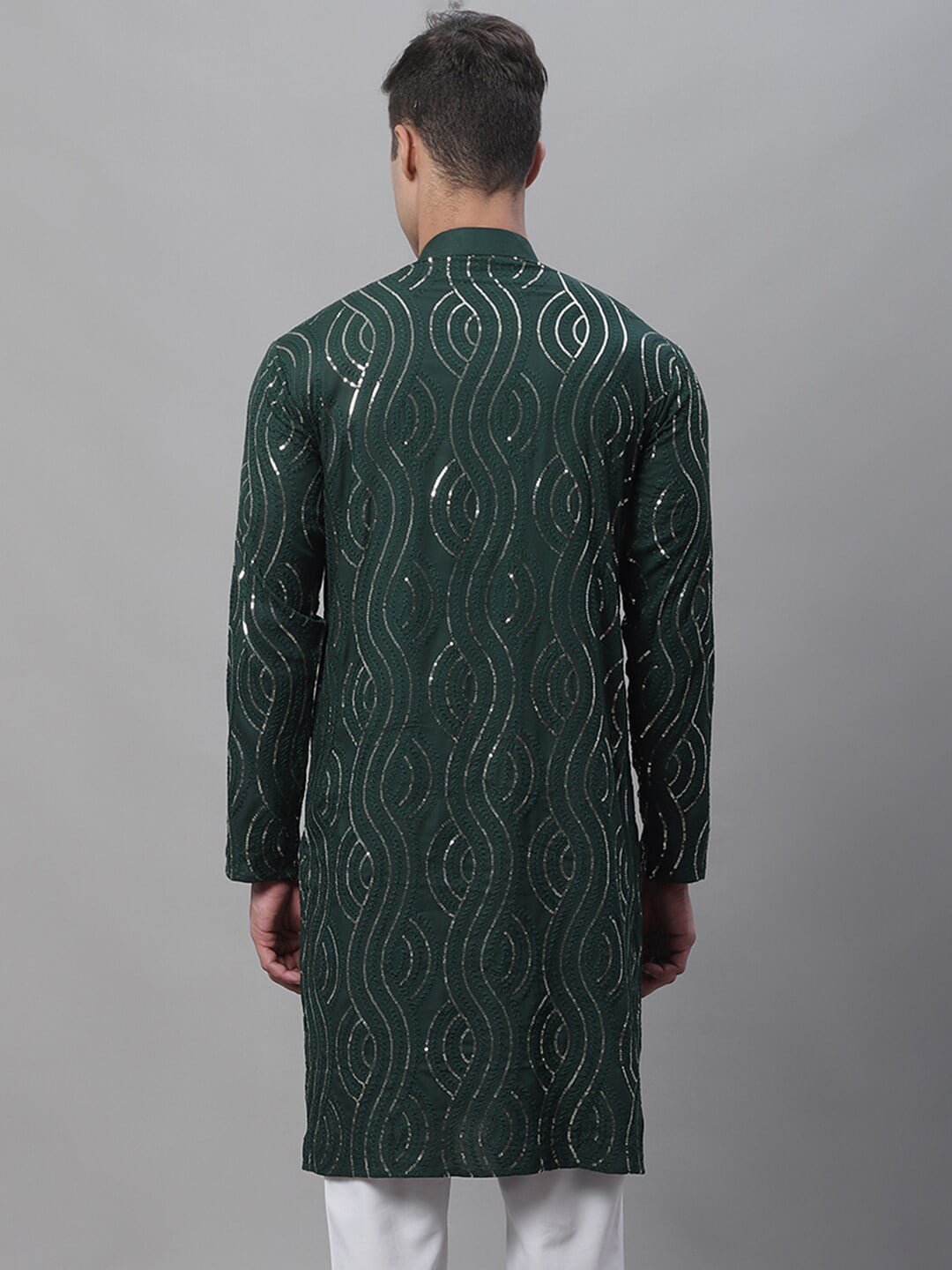 Sojanya Band Collar Sequined Pure Cotton Kurta