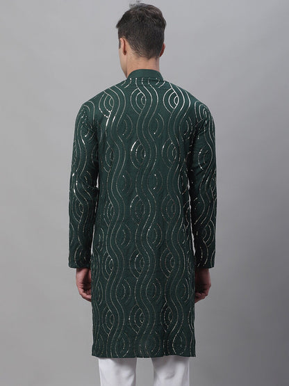 Sojanya Band Collar Sequined Pure Cotton Kurta