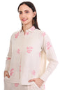 Jaitra Apparels Off White Embroidered Premium Pure Cotton Co-Ord Set For Women