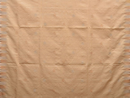 Beige Khadi Cotton Handloom Saree with Temple Border Design - Global Threads