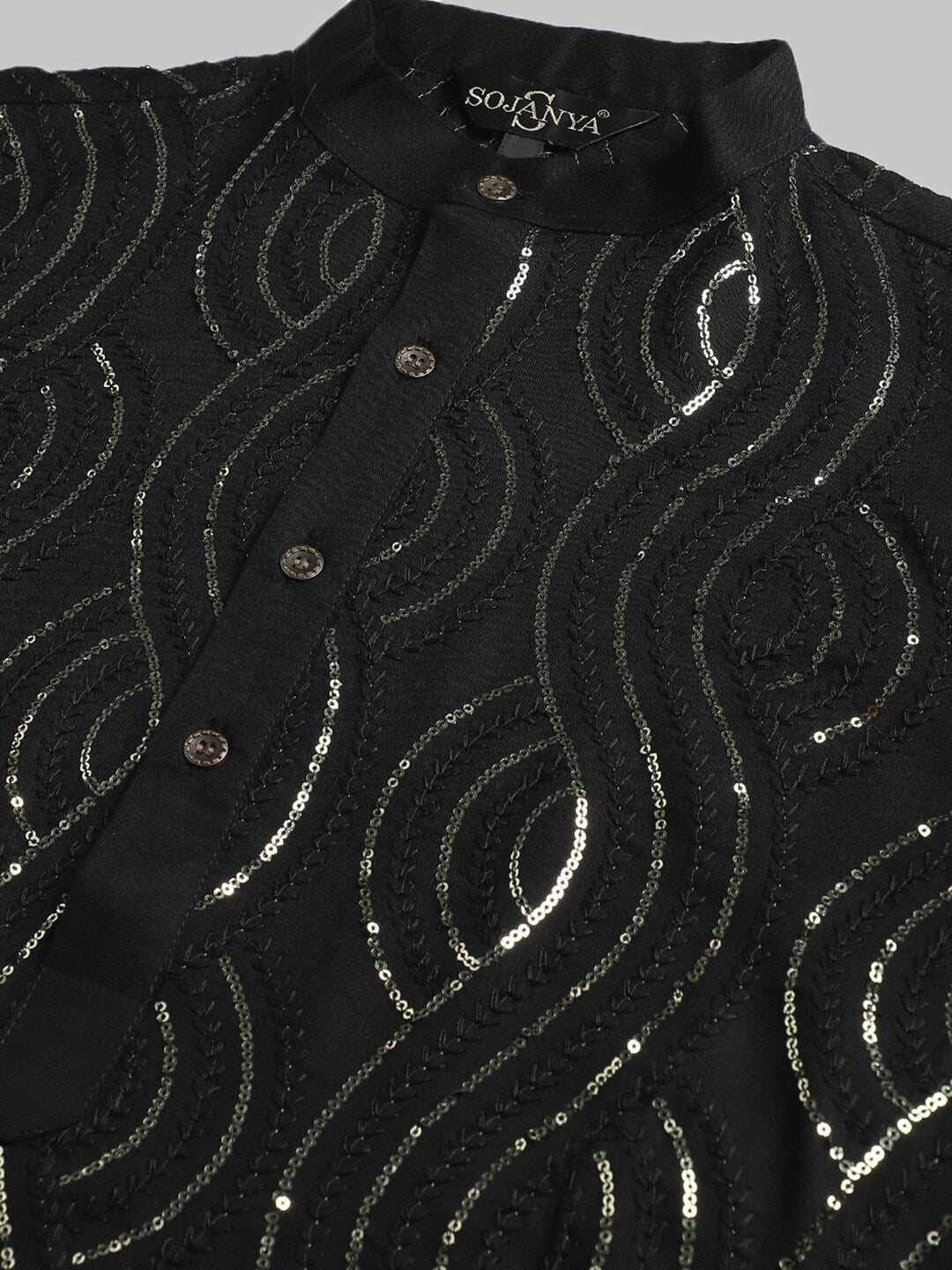 Sojanya Sequined Mandarin Collar Pure Cotton Kurta