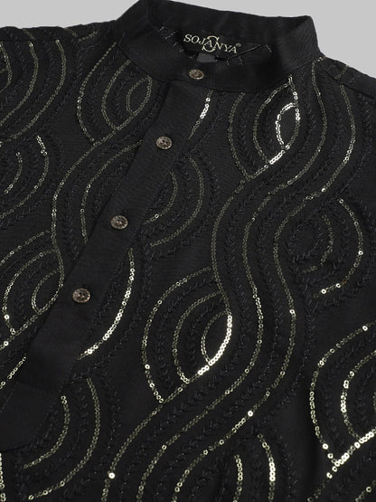 Sojanya Sequined Mandarin Collar Pure Cotton Kurta