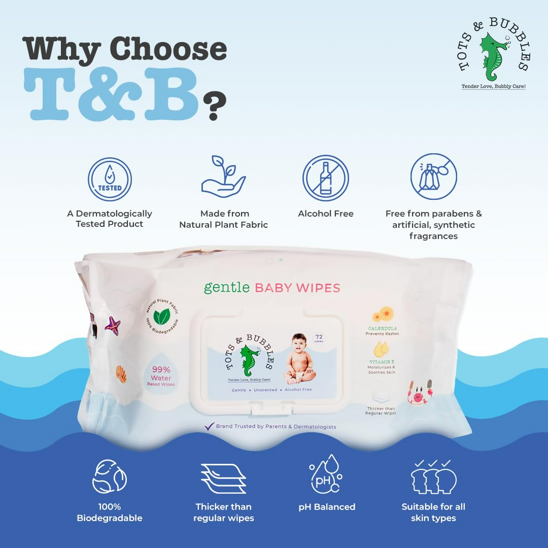 Tots & Bubbles 99% Water Baby Wet Wipes with Lid