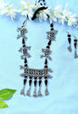 Mominos Fashion Johar Kamal Oxidised Silver-Plated Meenakari Long Necklace Set