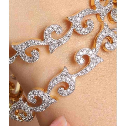 Gold-Polished Alloy Intricate Work American Diamond Bangle Set - The Pari