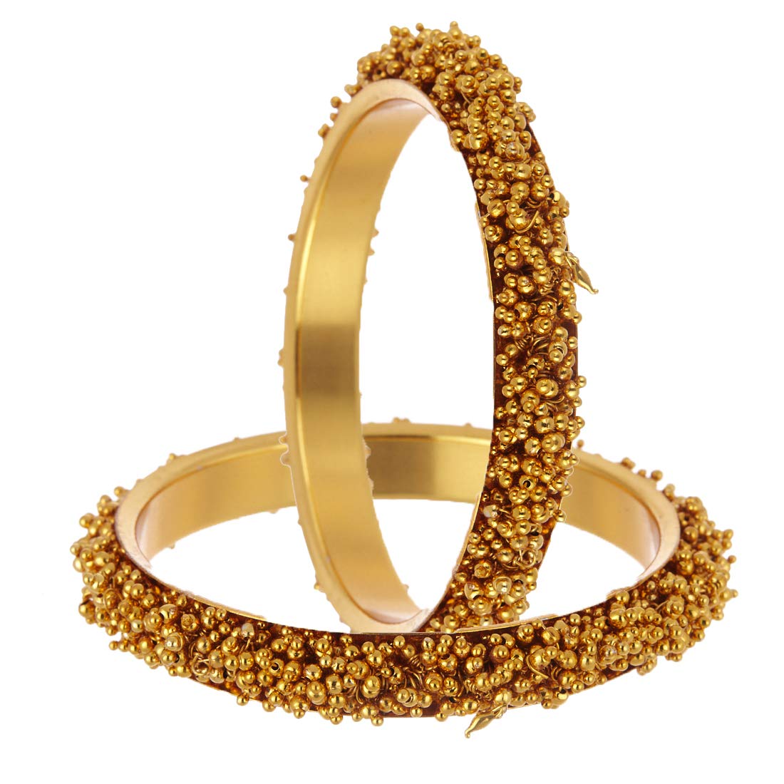 Gold-Polished Alloy Golden Handmade Beaded Bangle Set - The Pari