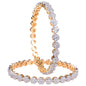 Gold-Polished Alloy Thin Flower American Diamond Bangle Set - The Pari