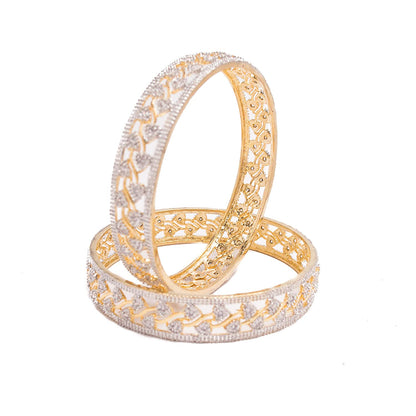 Gold-Polished Alloy Designer American Diamond Bangle Set - The Pari