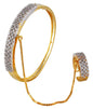 Gold-Polished Alloy American Diamond Bracelet With Ring - The Pari