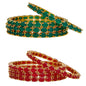 Gold-Polished Alloy Combo Of Ruby And Green Ad Bangles - The Pari