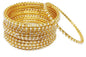 Gold-Polished Alloy Set Of 12 Thin White Bead Bangles - The Pari