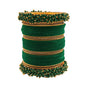 Gold-Polished Alloy Designer Green Velvet Bangle Set - The Pari