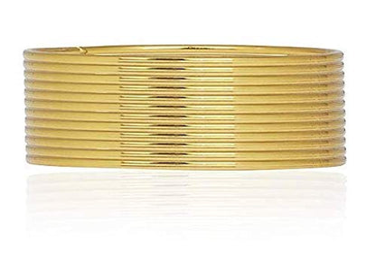 Gold-Polished Alloy Set Of 12 Gold Metal Bangles - The Pari