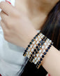 Gold-Polished Alloy American Diamond Combo Of Black & Silver Bangles - The Pari
