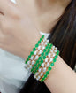 Gold-Polished Alloy American Diamond Combo Of Green & Silver Bangles - The Pari