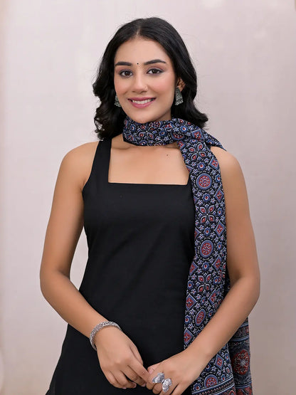 Yufta Black Pure Cotton Straight Suit Set