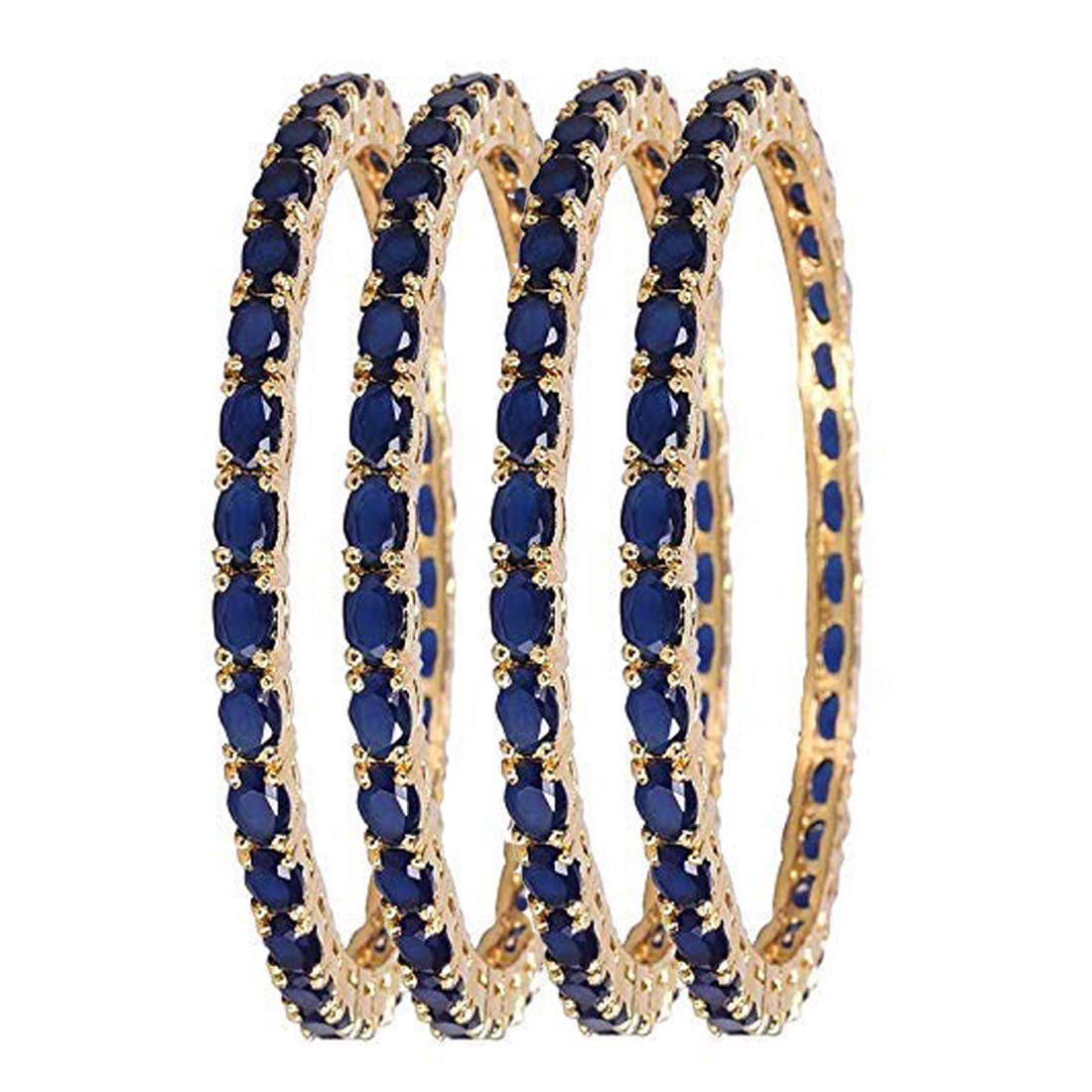 Gold-Polished Alloy American Diamond Bangles And Ring Set - The Pari