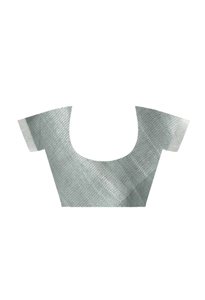 Mominos Fashion Moeza Gray Bhagalpuri Handloom Silk Linen Saree with unstitched Blouse piece