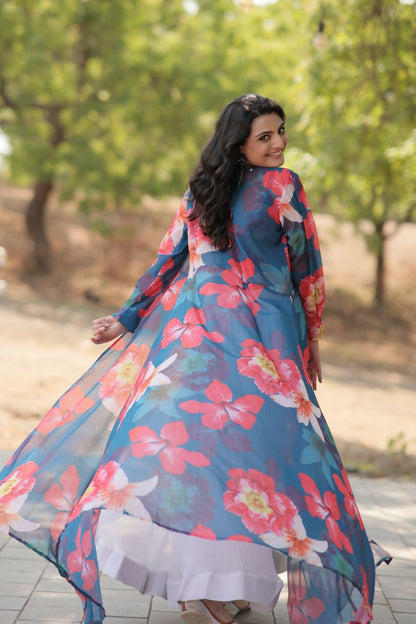 Vastranavya Latest Fancy Party Wear Lehenga Choli With Shrug - Blue