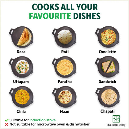 The Indus Valley Super Smooth Cast Iron Tawa,Pre-seasoned, Nonstick, 100% Pure, Toxin-free, Induction, 28/30.5cm, 2.8/2.9kg