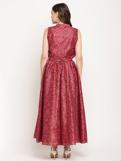 Ahalyaa Women Burgundy Floral Printed Regular Top with Palazzos