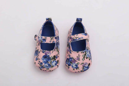 Tiny Bugs Girls Flowral Print Infants Booties - Blue