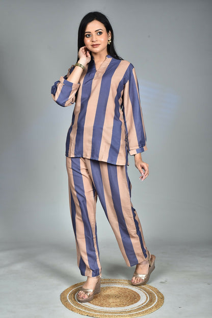 Morchari Digital Print Semi Muslin Co-Ord Set Top & Trouser-Multicolor