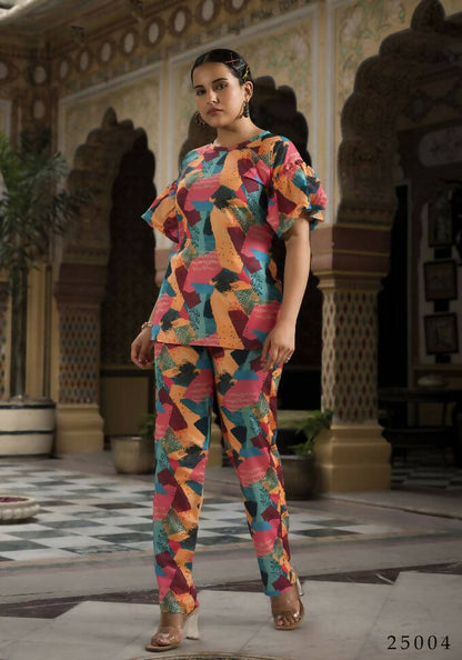 Women's Casual Fashionable Multi Muslin co-ord set - Rooh