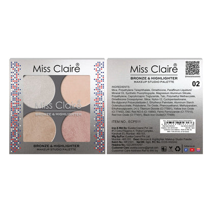 Miss Claire Bronze & Highlighter Makeup Studio Palette - 2
