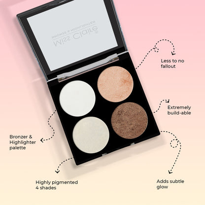 Miss Claire Bronze & Highlighter Makeup Studio Palette - 2