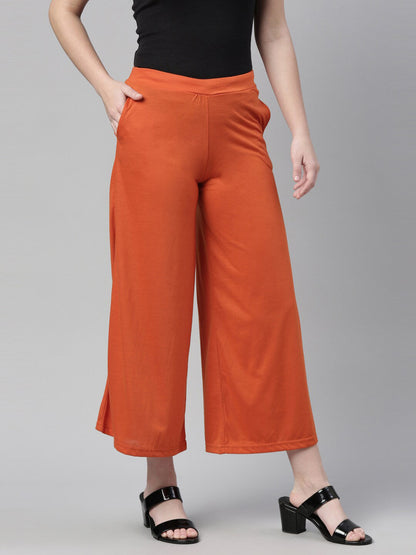 Souchii Women Orange Knitted Palazzo