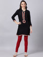 Souchii Women Black Geometric Embroidered Grandeur & Majestic Artwork Kurta