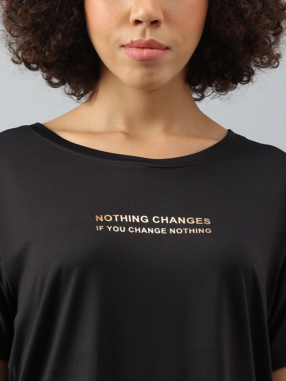 MKH Women Typography Printed Dri-FIT Sports T-shirt