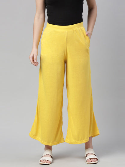 Souchii Yellow Knitted Ethnic Palazzos