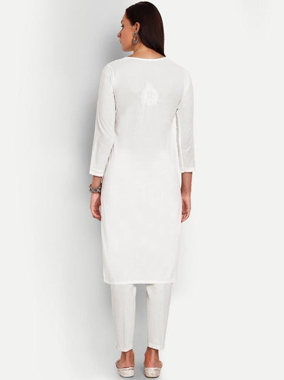 ADA Floral Embroidered Chikankari Kurta