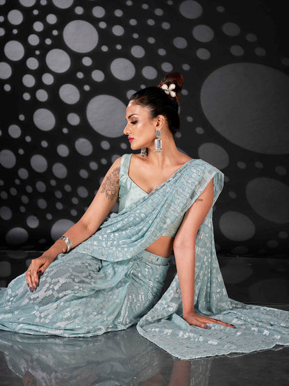 Tikhi Imli Blue Woven Design Ready to Wear Saree