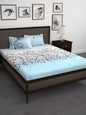 Story@home White & Blue Floral 210 TC Cotton 1 King Bedsheet with 2 Pillow Covers