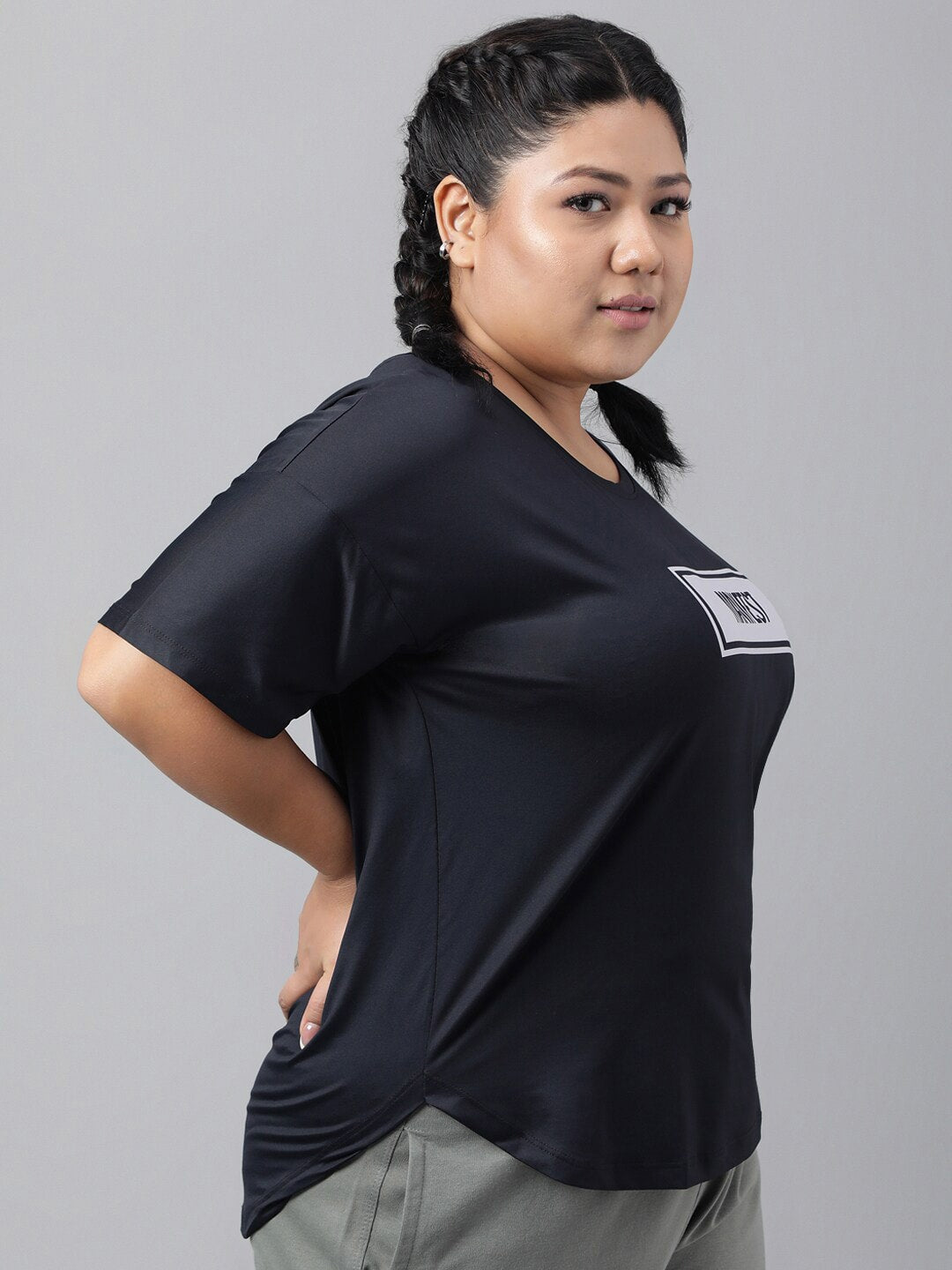 MKH Plus Size Typography Printed Relaxed Fit Dri-FIT T-shirt