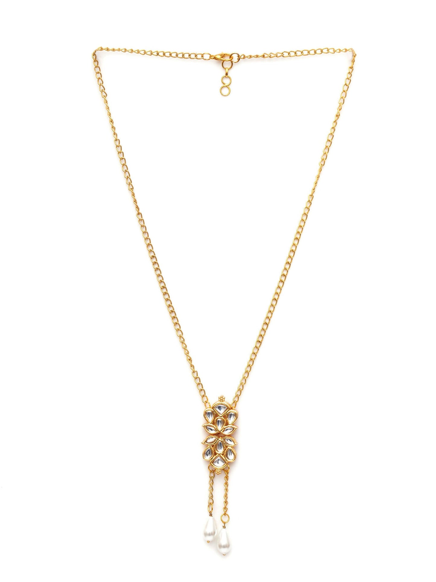Long Kundan Neckpiece (Gold) - Ruby Raang