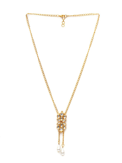 Long Kundan Neckpiece (Gold) - Ruby Raang
