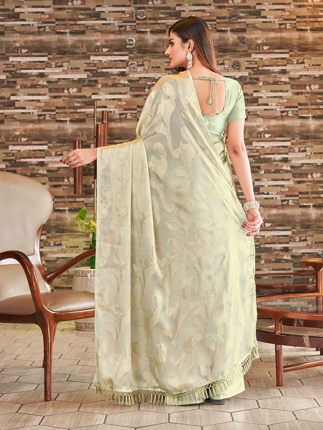 Tikhi Imli Embellished Jacquard Satin Ready to Wear Saree