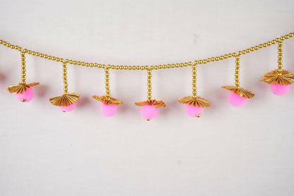 Kundan HandiKrafts Lite Pink Pom Pom Thoranna
