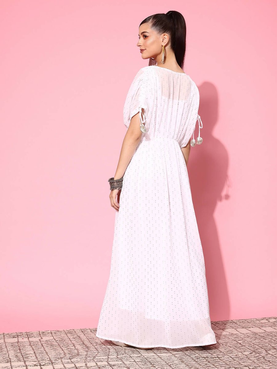 Ahalyaa Women's Traditional wear Ethnic Dress - White
