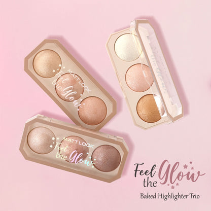 Matt Look Feel The Glow Baked Shimmer Highlighter Trio Palette - 01 Light House