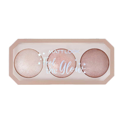 Matt Look Feel The Glow Baked Shimmer Highlighter Trio Palette - 02 Beaming Beauty